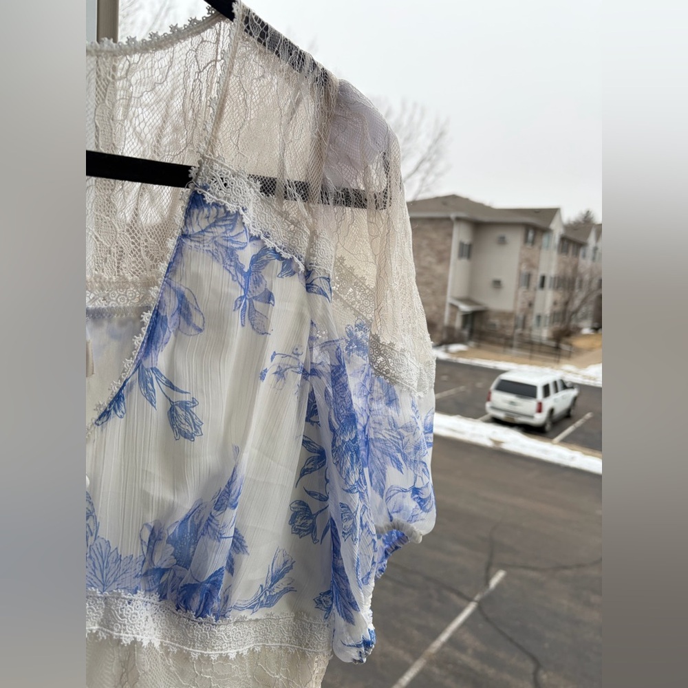 🆕🦋Taylor Blue&White Floral Lace Maxi Dress Romantic Cottagecore Size 14 Romantic - Picture 14 of 17